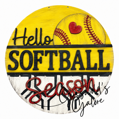 DIY Hello Softball Season Door hanger,  Unfinished Wooden Door Hanger: Unfinished, Softball Season, Paint Party