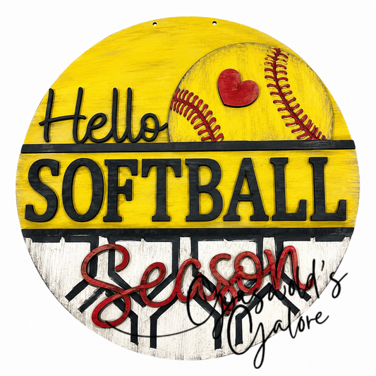 DIY Hello Softball Season Door hanger,  Unfinished Wooden Door Hanger: Unfinished, Softball Season, Paint Party