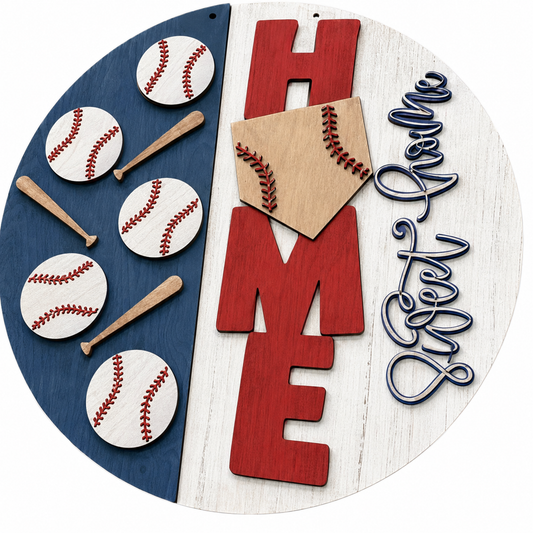 DIY Home Sweet Home with Base Baseball , 3-D Baseball Door Hanger, Sports Door hanger