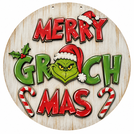 DIY Merry Grinchmas with Candy Cane Door Hanger, Unfinished