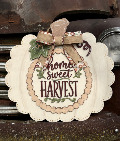 DIY Home Sweet Harvest Pumpkin Scalloped Door Hanger