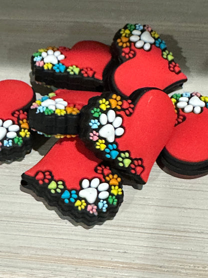 Heart Dog Heart / Heart focal / Silicone Beads/ Dog Mom /Silicone Beads/ Loose Beads, Jewelry Making, DIY Keychain Beaded /focal