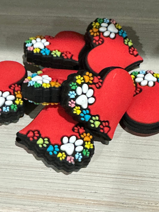 Heart Dog Heart / Heart focal / Silicone Beads/ Dog Mom /Silicone Beads/ Loose Beads, Jewelry Making, DIY Keychain Beaded /focal