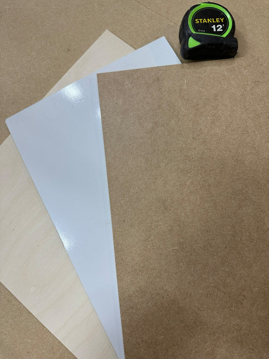 1/8" bundle pack White MDF,White birch, Maple MDF and MDF, Birch, Draftboard, laser material, Bundle Pack and pack Sheets, bundle