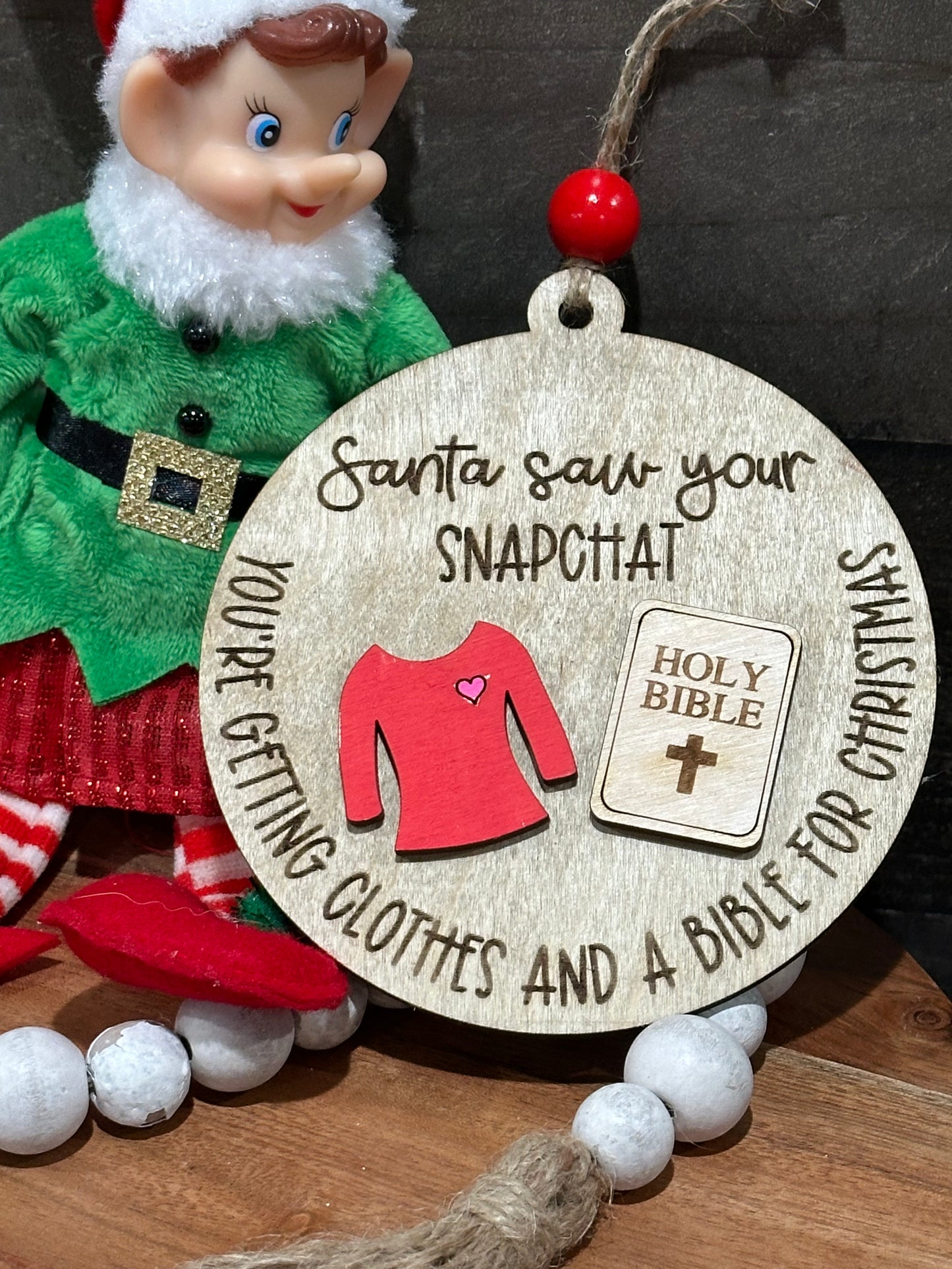 Santa saw your snap chat / Santa Saw your TikTok / Funny Ornament / Gift Exchange Ornament / Christmas Ornament