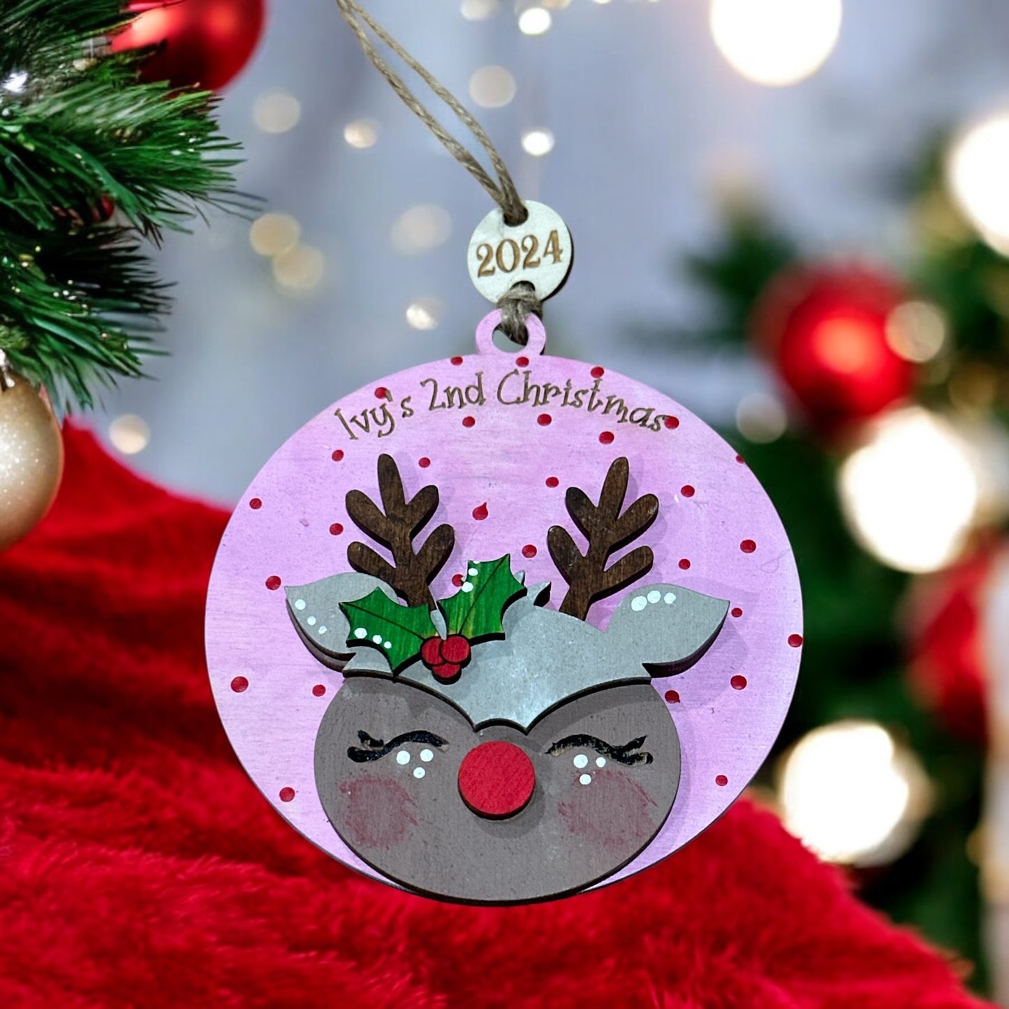 Personalize-able Reindeer Christmas Ornament