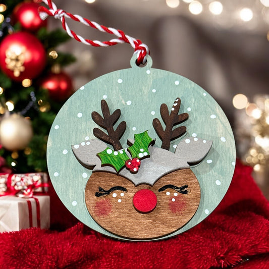 Personalize-able Reindeer Christmas Ornament