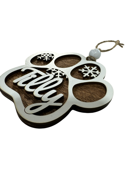 Dog Paw Ornament 4”