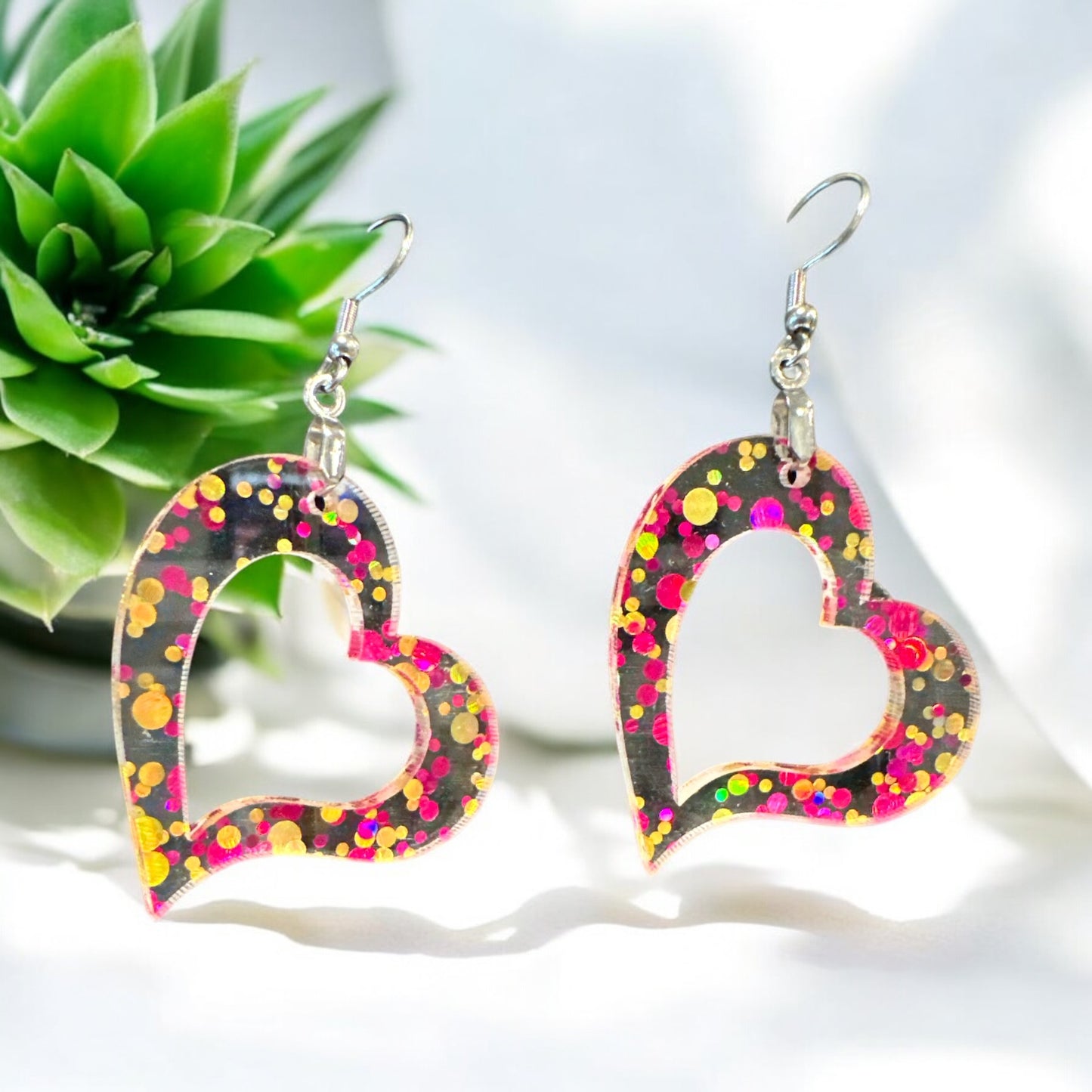 Acrylic Heart Earrings