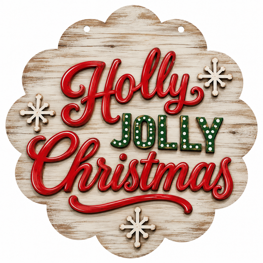 DIY Holly Jolly Christmas Scallop Door Hanger