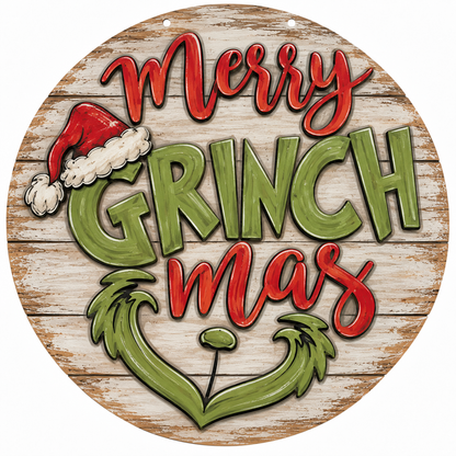 DIY Merry Grinchmas Face Door Hanger, Unfinished