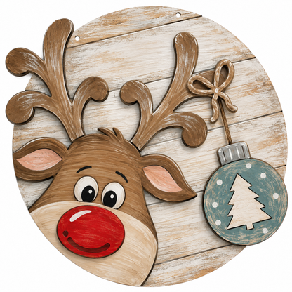 Reindeer with Hanging Ball Door Hanger