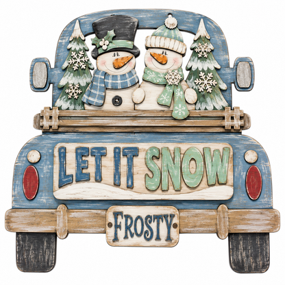 18" or 22" Let It Snow Snowman Truck Insert