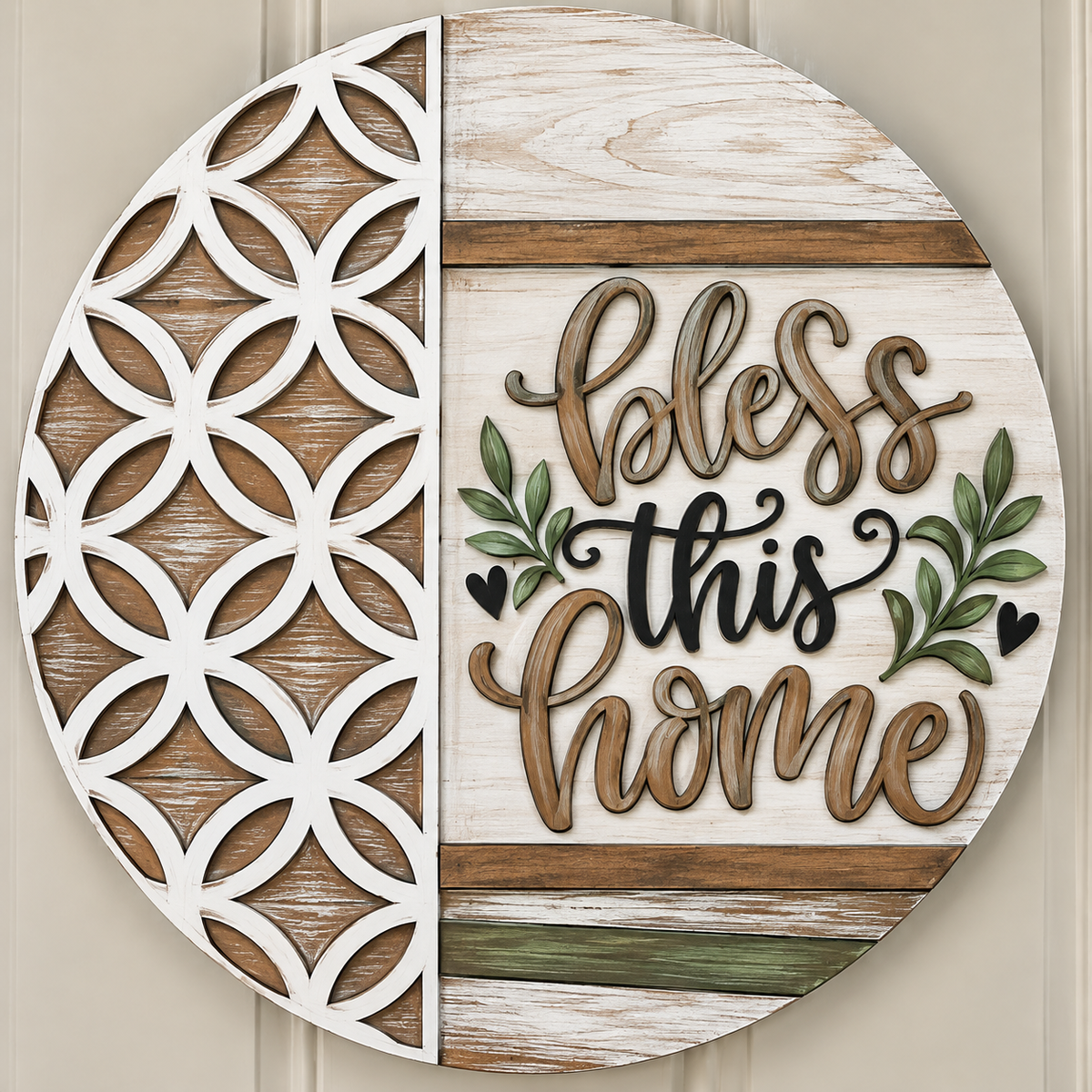 DIY Bless this home with Vine Door Hanger, 3d Door Hanger, Unfinished Door Hanger