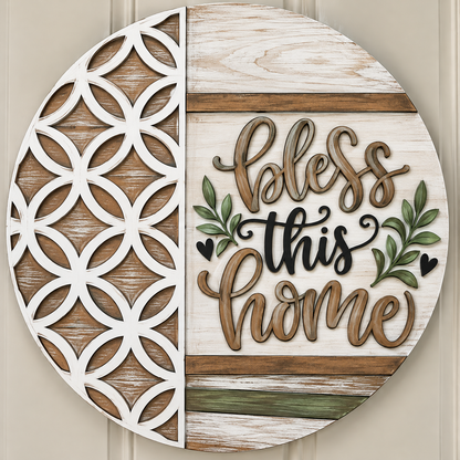 DIY Bless this home with Vine Door Hanger, 3d Door Hanger, Unfinished Door Hanger