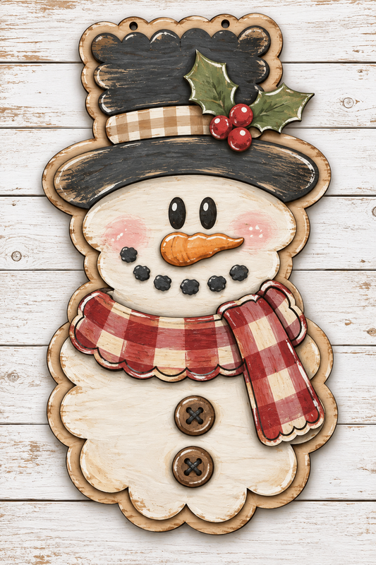Snowman Scalloped Door Hanger Christmas UNFINISHED