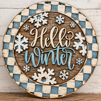 Hello Winter Door Hanger - Unfinished, DIY