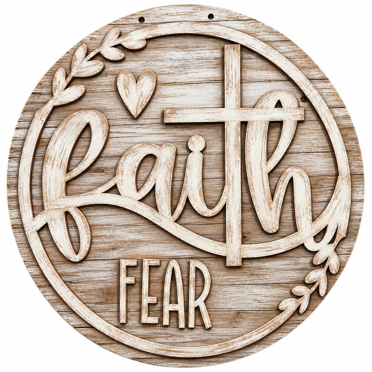 Faith and Fear with Heart Door Hanger Unfinished DIY