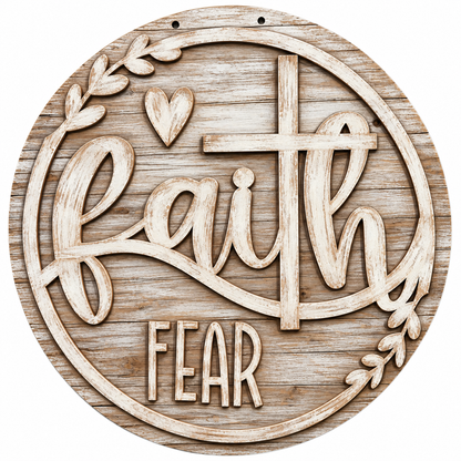 Faith and Fear with Heart Door Hanger Unfinished DIY
