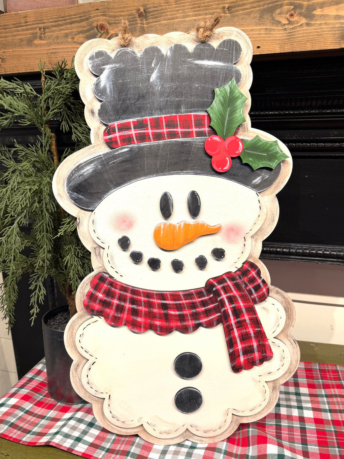 Snowman Scalloped Door Hanger Christmas UNFINISHED