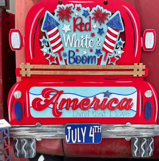 DIY Red White & Blue Truck Interchangeable, Truck Inserts, 4th of July