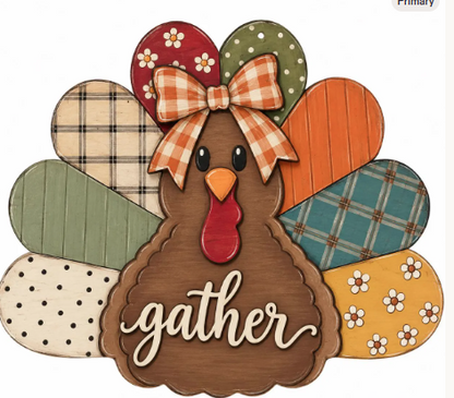 DIY Gather Turkey Pattern Door Hanger