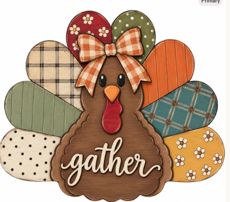 DIY Gather Turkey Pattern Door Hanger