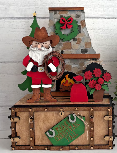 Western Christmas Shelf Sitter Crate or Trunk Inserts, Inserts Only DIY