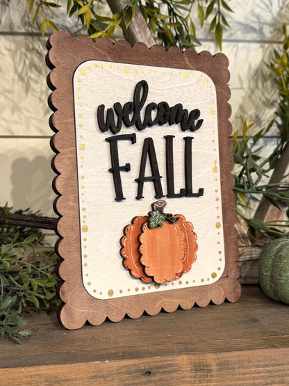 DIY Welcome Fall Mini Shelf Sitter Interchangeable