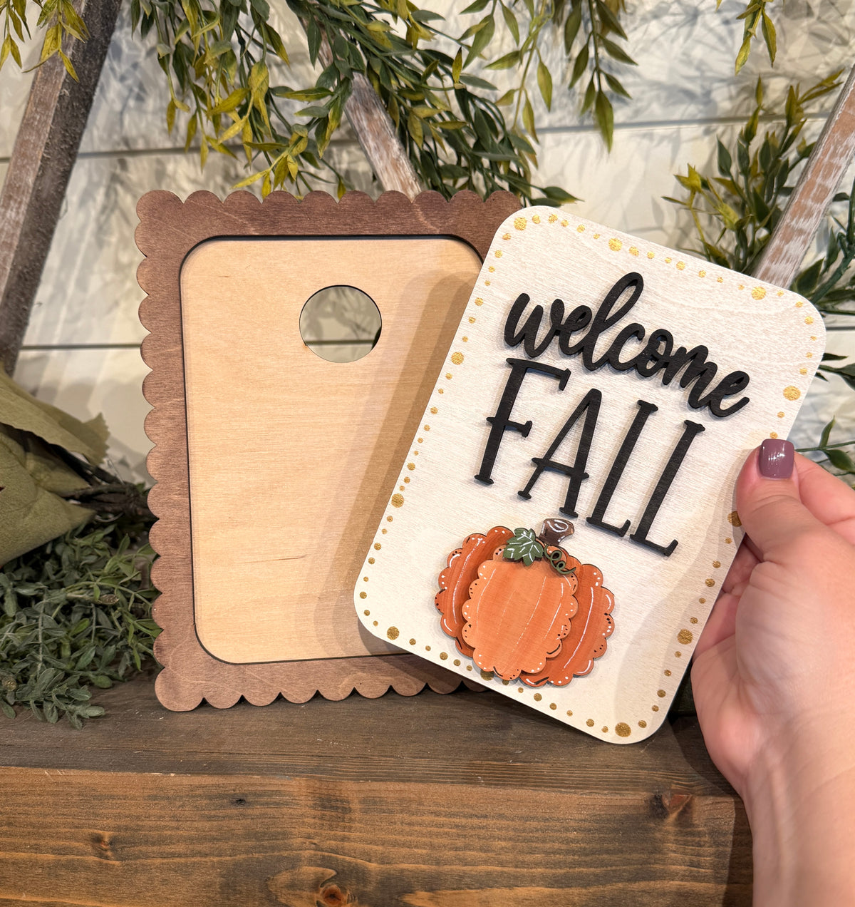 DIY Welcome Fall Mini Shelf Sitter Interchangeable
