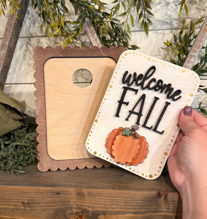 DIY Welcome Fall Mini Shelf Sitter Interchangeable