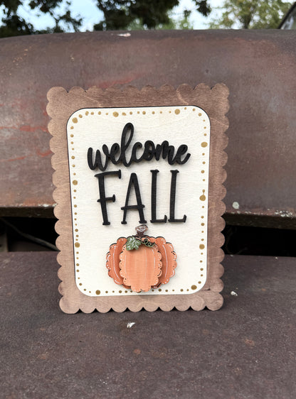 DIY Welcome Fall Mini Shelf Sitter Interchangeable