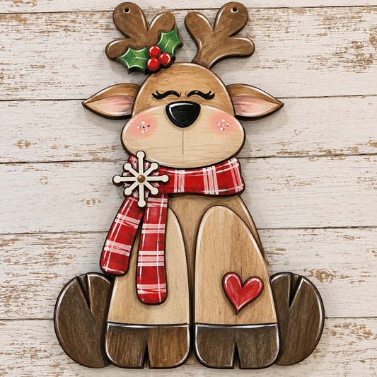 Sitting Reindeer Door Hanger Unfinished DIY