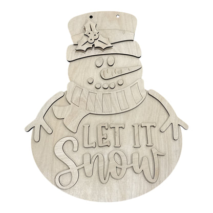 Let It Snow Snowman Door Hanger, Unfinished  Door Hanger