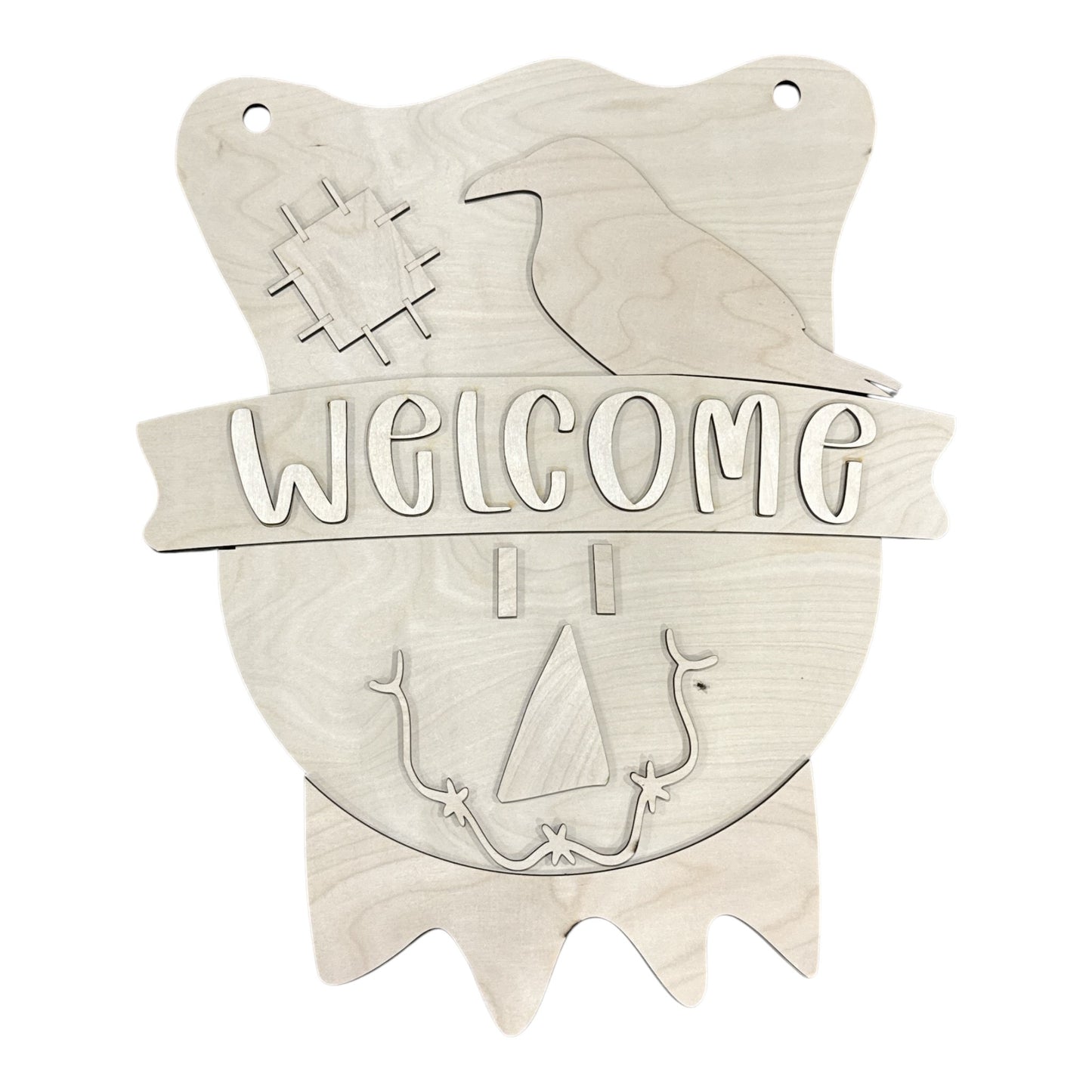 DIY Scarecrow with hat Door Hanger