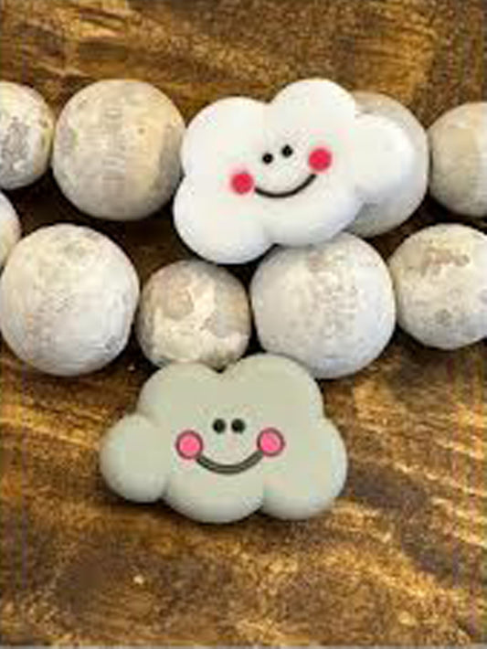 Cloud focal beads / cloud/ Silicone Beads, Pink/Grey Silicone Beads, Loose Bead, Jewelry Making, DIY