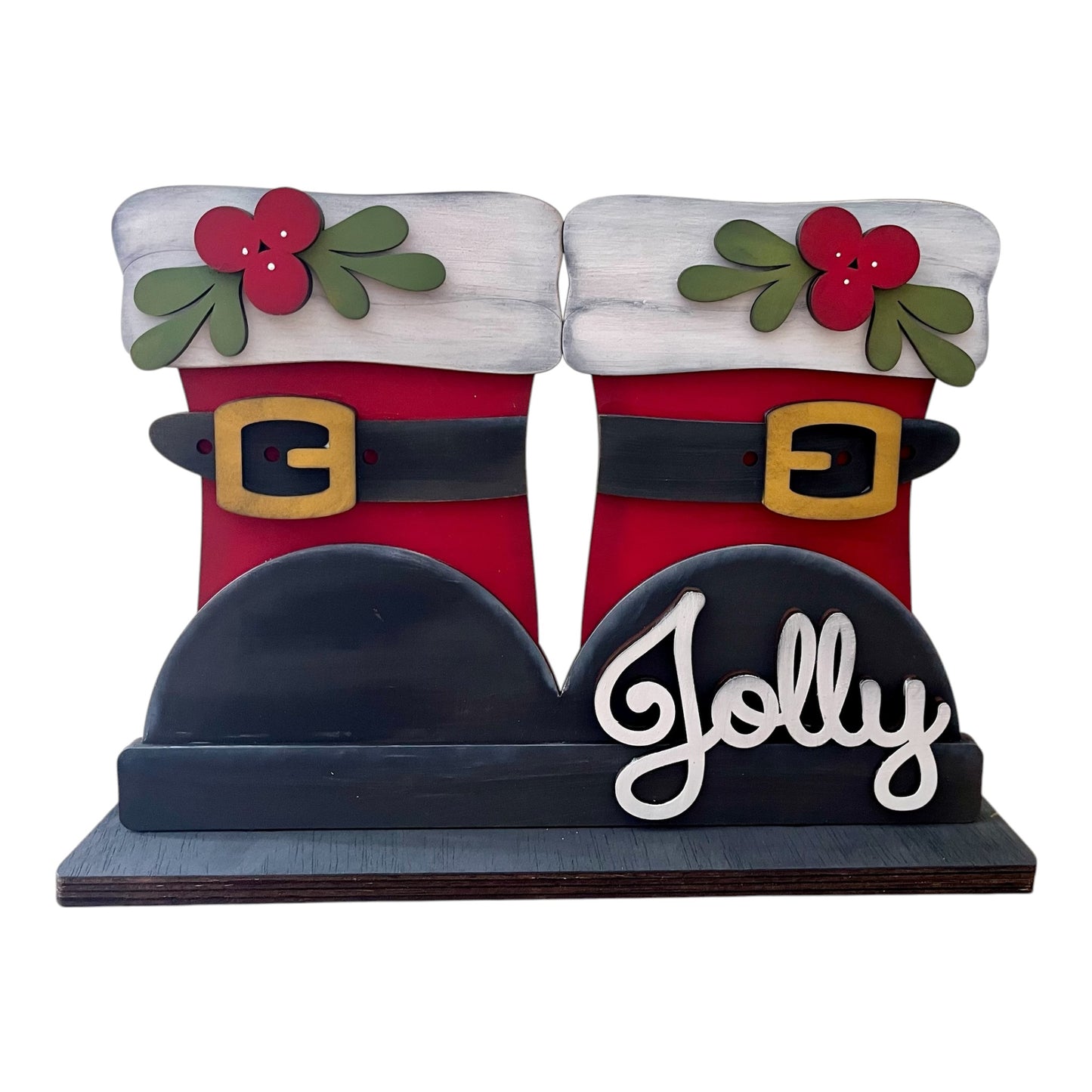 DIY St Nick Santa Boots Shelf Sitter, Holiday Unfinished Christmas, Santa Boots