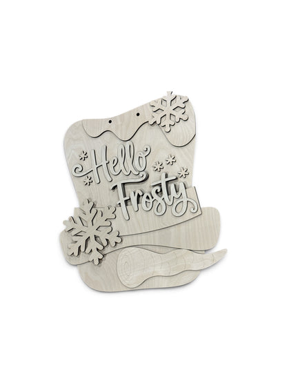 Hello Frosty Snowman Door Hanger Unfinished