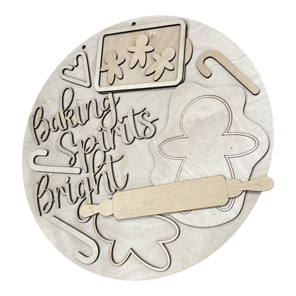 Baking Spirits Bright Gingerbread Door Hanger, Unfinished  Door Hanger