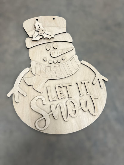 Let It Snow Snowman Door Hanger, Unfinished  Door Hanger
