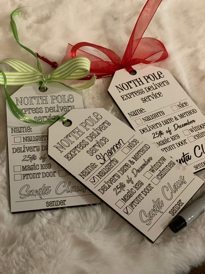 Santa's North Pole Express Gift Tag, Express Delivery, Santa’s Naughty List, Santa tag, gift tag, North pole tag, Personalized, Santa