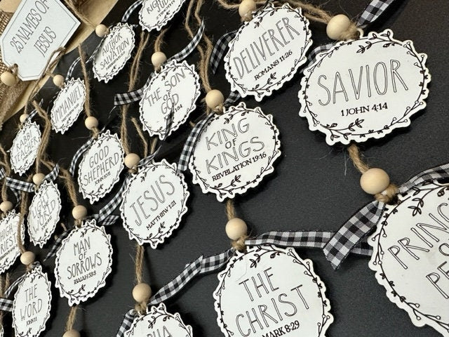 25 Names of Jesus Ornaments, Finished Christmas Ornaments, King of Kings Decor, Spiritual Ornaments, Jesus Ornaments for Christmas, Faith