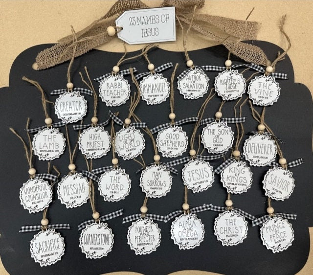 25 Names of Jesus Ornaments, Finished Christmas Ornaments, King of Kings Decor, Spiritual Ornaments, Jesus Ornaments for Christmas, Faith