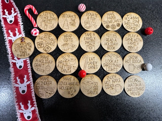 Christmas Token Set, Holiday Tokens, Christmas Countdown Ideas, Bucket List Tokens, Festive Holiday Activities, Christmas Game, Family Fun