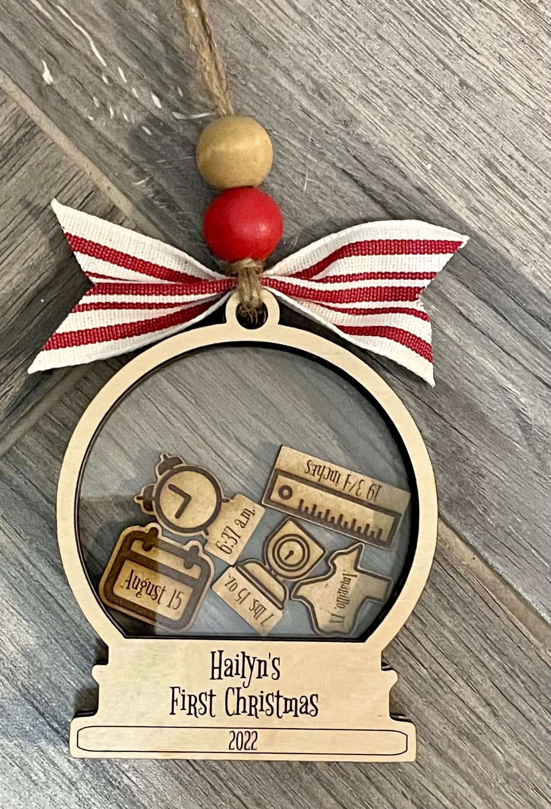 Personalized Baby’s 1st Christmas Ornament, Custom Newborn Ornament, First Keepsake