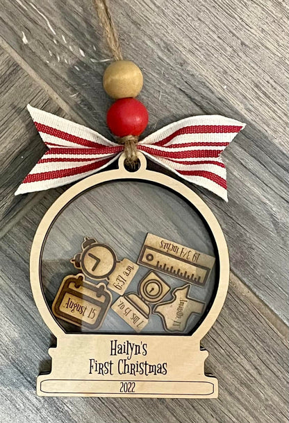 Personalized Baby’s 1st Christmas Ornament, Custom Newborn Ornament, First Keepsake