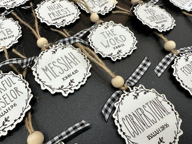 25 Names of Jesus Ornaments, Finished Christmas Ornaments, King of Kings Decor, Spiritual Ornaments, Jesus Ornaments for Christmas, Faith