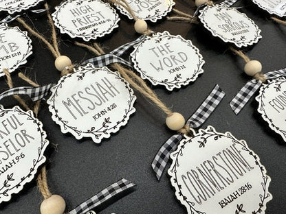 25 Names of Jesus Ornaments, Finished Christmas Ornaments, King of Kings Decor, Spiritual Ornaments, Jesus Ornaments for Christmas, Faith