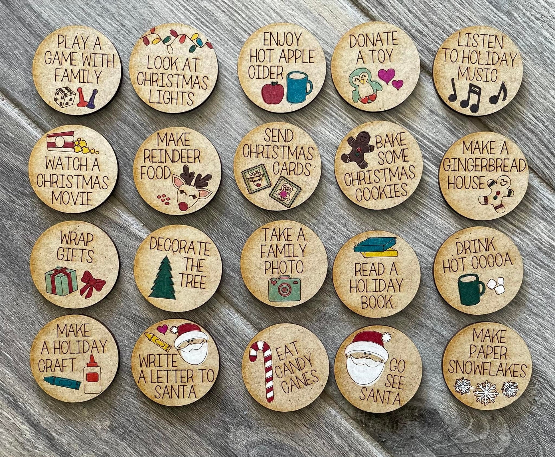 Christmas Token Set, Holiday Tokens, Christmas Countdown Ideas, Bucket List Tokens, Festive Holiday Activities, Christmas Game, Family Fun