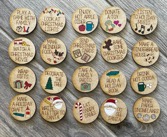 Christmas Token Set, Holiday Tokens, Christmas Countdown Ideas, Bucket List Tokens, Festive Holiday Activities, Christmas Game, Family Fun